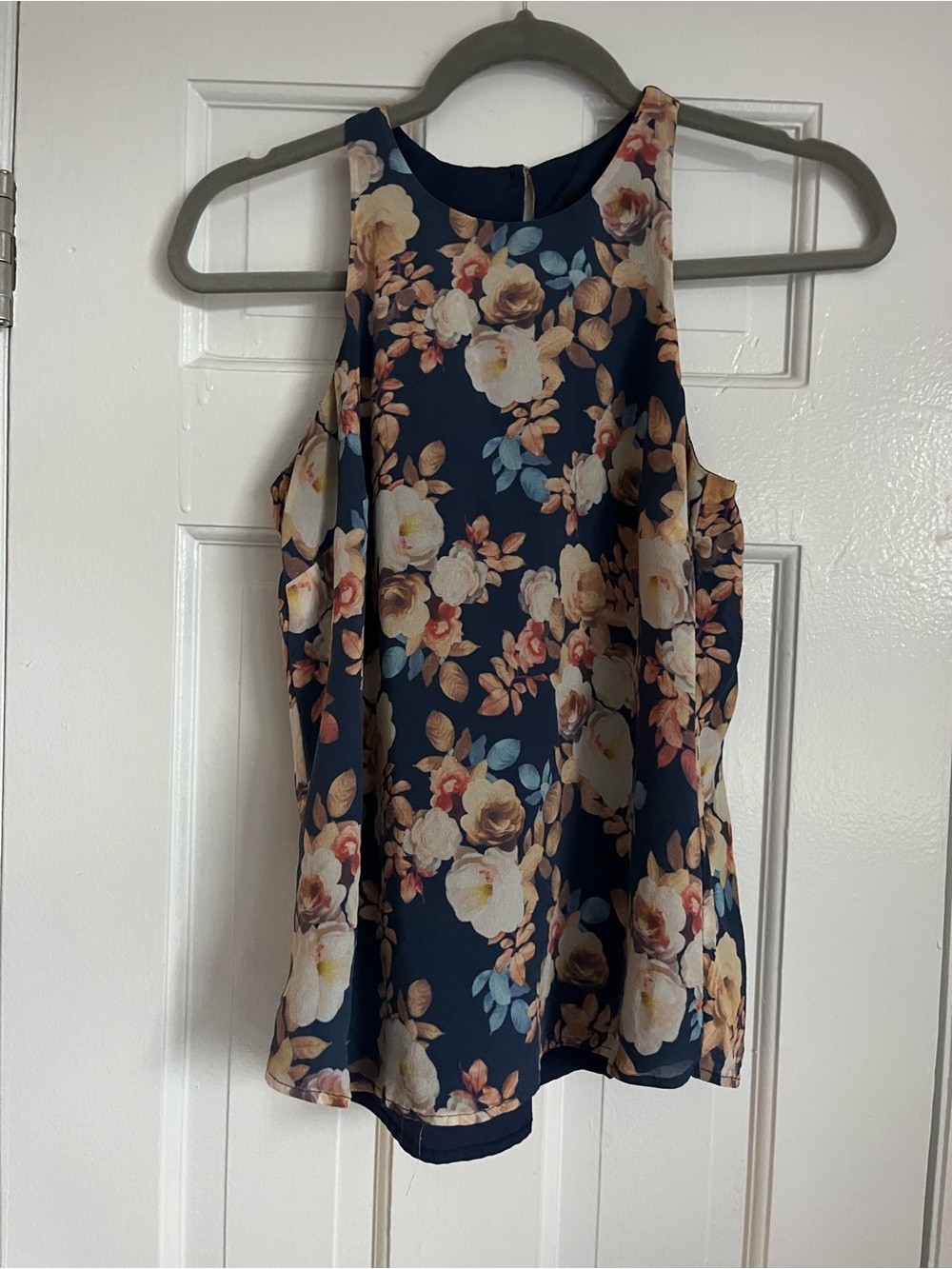 J Crew Silk Navy Floral A-Line Dress